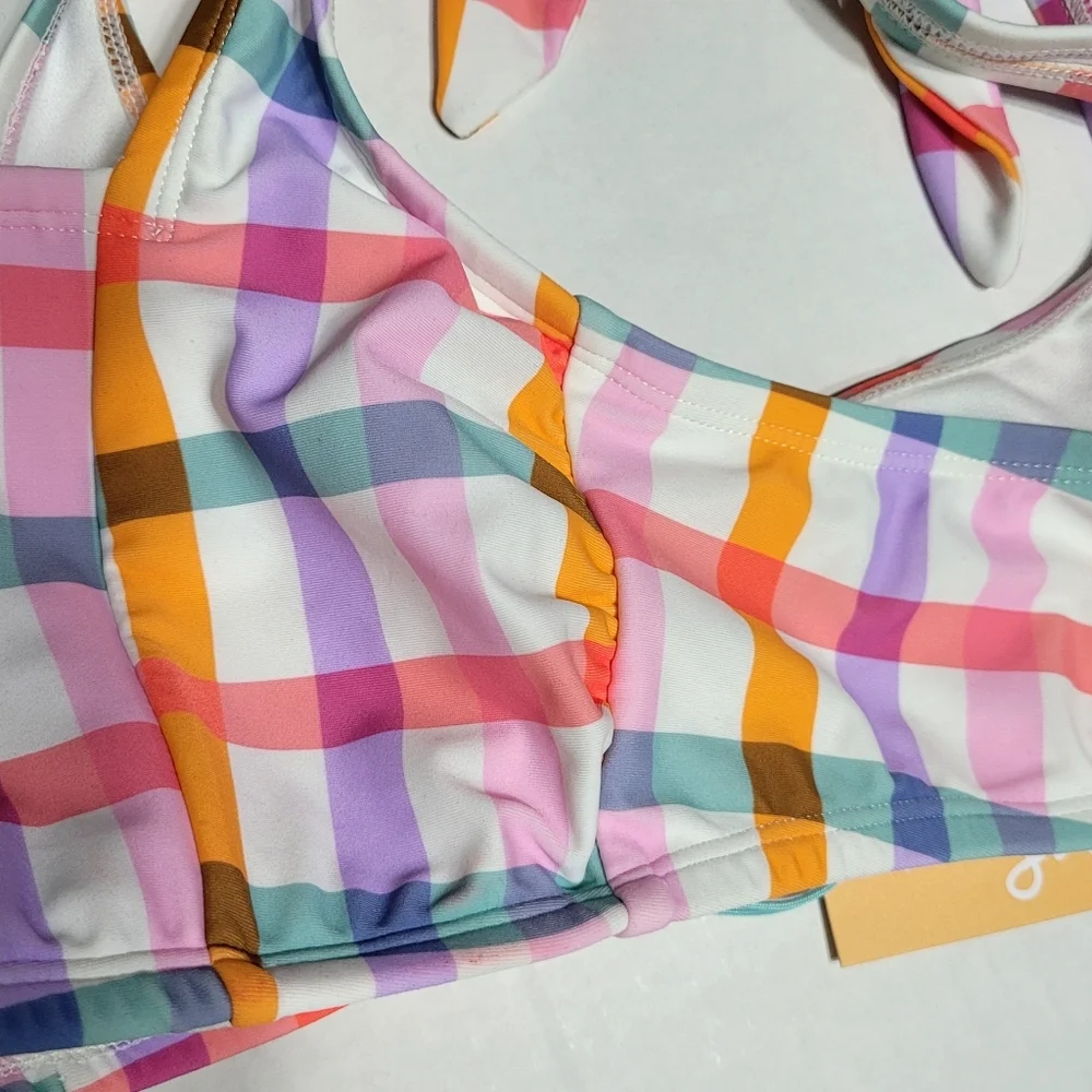 NWT! Kona Sol Bikini Checkered Top, Size XL (16)